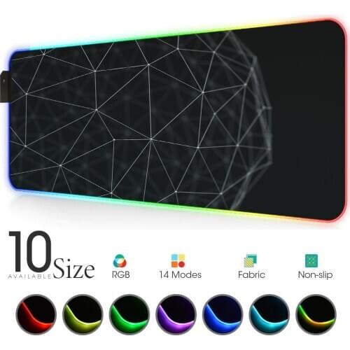 Geometric Black and White RGB Mouse Pads Gaming Accessories Large LED MousePad with Backlit Mat for Computer Pad Mouse Ergo