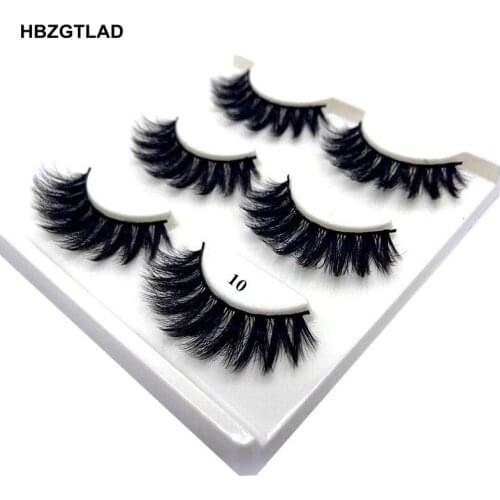 HBZGTLAD 3 pairs natural false eyelashes fake lashes long makeup 3d mink lashes eyelash extension mink eyelashes for beauty 10