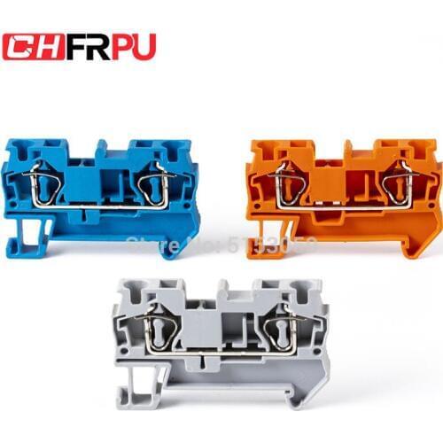 10Pcs ST4 Din Rail Terminal Block Contact Tension Spring Feed-Through Terminal Block Return Pull Type Spring Connectors