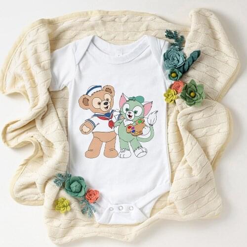 Newborn Bodysuits Tops Kawaii Disney Bear Duffy Gelatoni Crew Neck Fitted Soft Kids Toddler Jumpsuit Baby Romper Infant Clothes