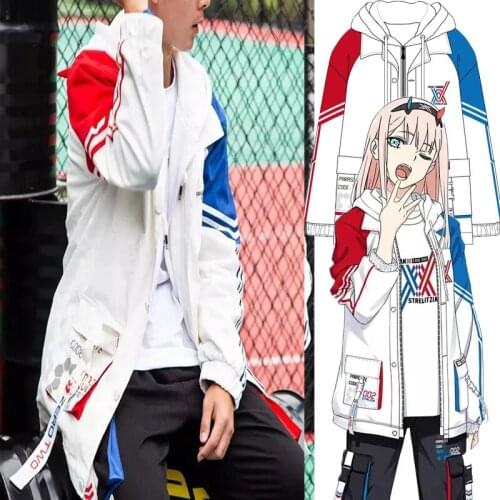 Darling in the franxx 02 Zero Two Cosplay Hooded Wind Coat Jacket Long Sleeve T-Shirts Trousers Spring Autumn Unisex Tops Set