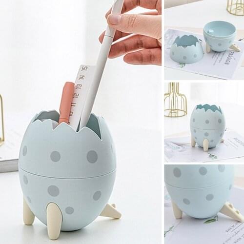 Creative Cute Dinosaur Egg Shape Pen Holder Plastic Multi-function Pen Holder Case Learning Stationery School Desktop Storager