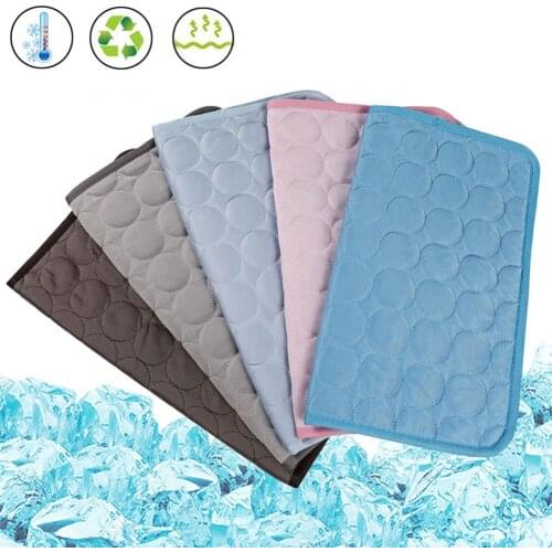 Pet Dogs Summer Cooling Mat Pet Ice Silk Cool Bed Pet Cat Breathable Blanket Cushion Puppy Kitten Indoor Sofa Floor Mat