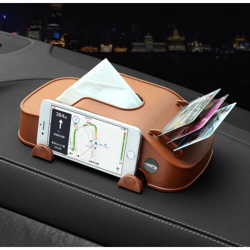 Multifunction Car Tissue Box Plastic Phone Holder Cards Clip in Car Armrest Block Paper Tower Storage Box Interior Accessories