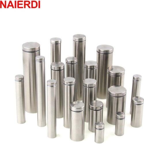 10PCS NAIERDI Glass Fasteners 19mm Stainless Steel Acrylic Advertisement Standoffs Pin Nails Billboard Fixing Screws Hardware