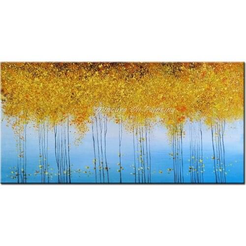Mintura Wall Picture for Living Room Oil Paintings on Canvas Hand Painted Lots of Yellow Flowers Hotel Decor Wall Art No Frame