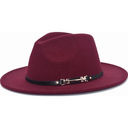 New Elegant Ladies Fedora Hat Men Black Belt Cap Ladies Spring Wool Hat Black Jazz Hat Fedora F56