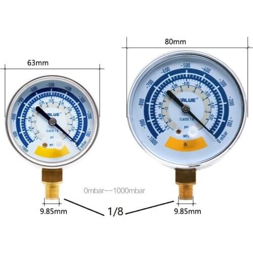 New 80#/ 63# Vacuum gauge negative pressure gauge FOR Air ultimate vacuum pump