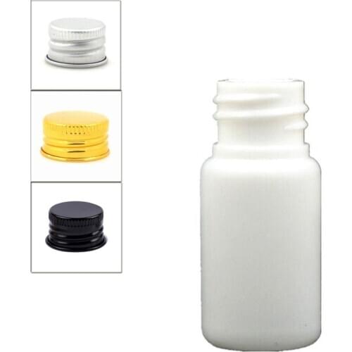 10ml empty Plastic Bottles, white PE bottle with Lined Aluminum Silver/gold Lid cap X10