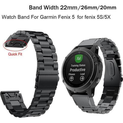 High Quality Stainless Steel Strap for Garmin Fenix 6X 6 5 5X Plus Quickfit install Metal Watch Bands Fashion Watch Straps