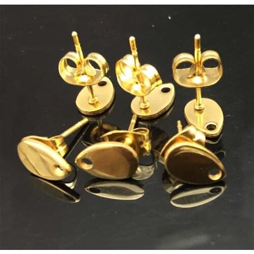 20PCs stainless steel Earring Post Water Drop gold tone Stud Earrings DIY Accessories For Jewelry Fit woman