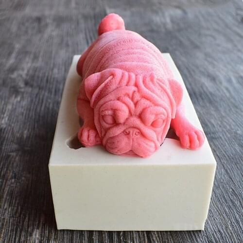 Big Bulldog Cake Mold Pudding Chocolate Soap Making Silicone Molds DIY 3D Dog Soap Mold K694