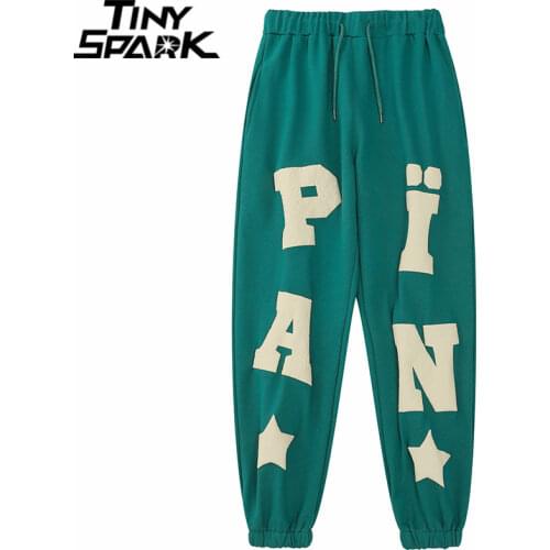 Hip Hop Streetwear Sweatpants Men Letter Print Track Pants 2021 Harajuku Cotton Casual Joggers Pants Trousers Harem Pants Black