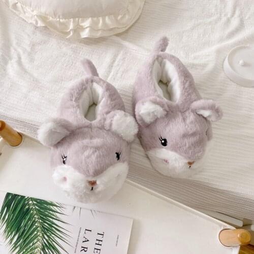 Cute Cartoon Hamster Design Homestead Slippers Warm In Winter Womens Plush Shoes a Yard Each Girls Fantasy