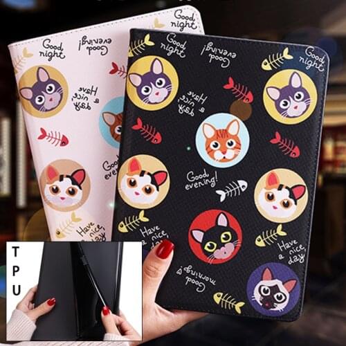 Slim Case For Apple ipad 2 3 4 pu leather smart stand cover For ipad2 iPad3 iPad4 Tablet cover Lovely Cartoon cats Pinted Case