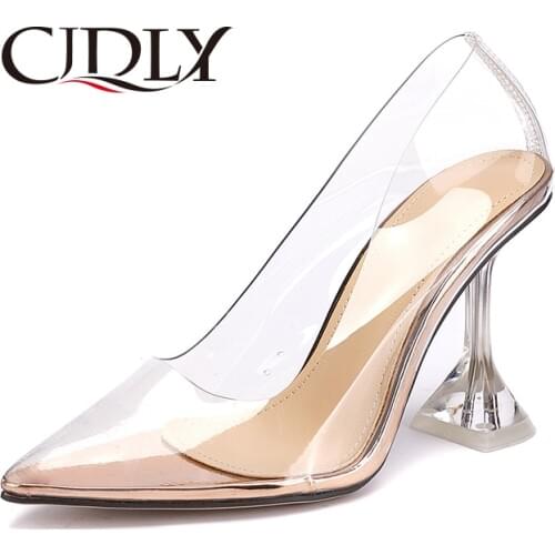 ELVIRAS Women Pumps PVC Fashion Transparent shoes Women pumps Womens sandals High Heels Shoes Square heel Leisure Shoes Ladies