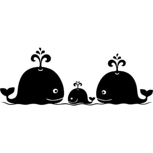 17.1cm*6.6cm Fashion Whale Family Car-Styling Vinyl Car Sticker Black/Silver S3-5044