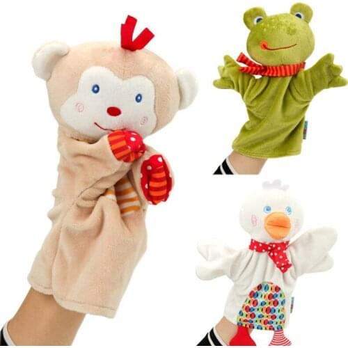 Animal Hand Puppet Marioneta Puppet Dolls Plush Frog Monkey Hand Doll Learning Baby Toys Marionetes Fantoche Puppets