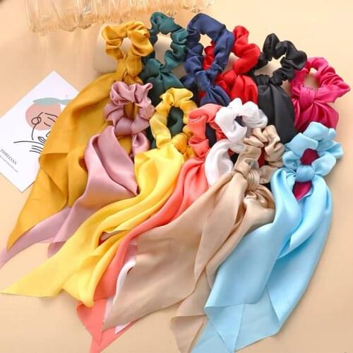1PCS New Ponytail Hair Bands For Women Pure Color Silk Long Hair Ribbons Fashion Headdress Styling Tools Hair Accessoires
