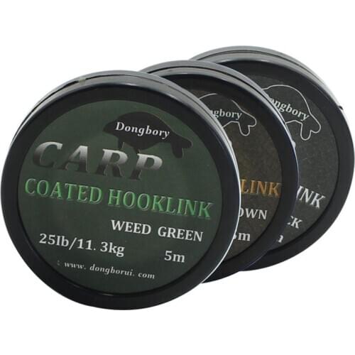 1PCS Carp fishing line Coated Hook Link Camo Green Hooklink Stiff Rig 15 25 35LB Braid Skin Line Chod Hair Rig Leader Tackle