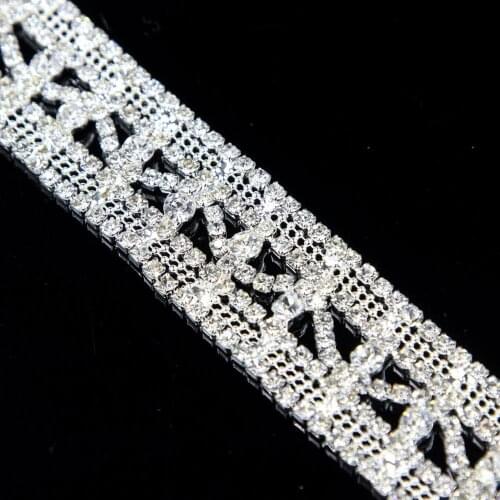 10Yards Clear Bling Bling Crystal Rhinestone Trim Chain Beaded Applique Sew on for Dress Decoration Garment Shoes Bags