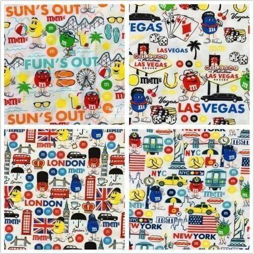 100*160cm Cartoon Rainbow Chocolate Beans knitted cotton fabric For Sewing diy Patchwork boy baby Shirts pajamas hat clothes