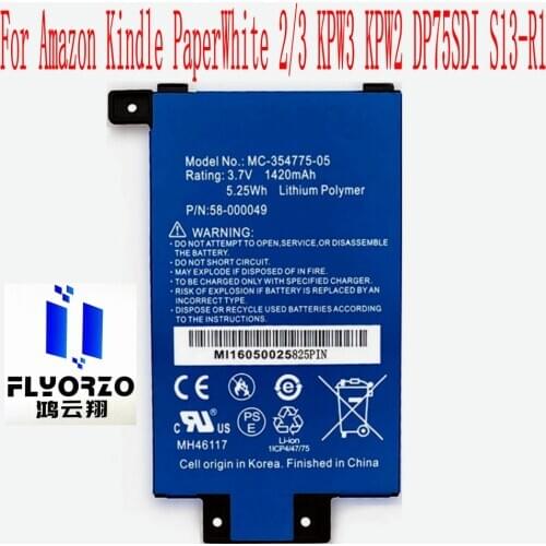100% New High Quality 1420mAh MC-354775-05 Battery For Amazon Kindle PaperWhite 2/3 KPW3 KPW2 DP75SDI S13-R1 Mobile Phone