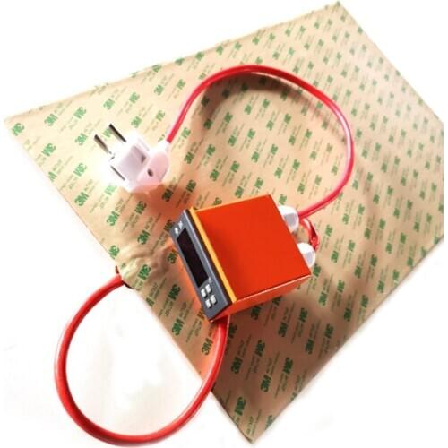 110V 1350W 300*500*1.5mm Silicone Pad Heater for 3d printer adhesive digital thermostat on wire 1000mm lead wire