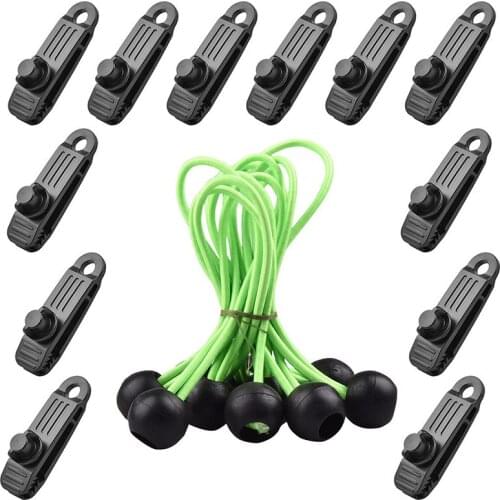 12 Pcs Reusable Tent Awning Clamp Outdoor Camping Canvas Tighten Fixing Trap Clip Plastic Wind Clip with Rope New