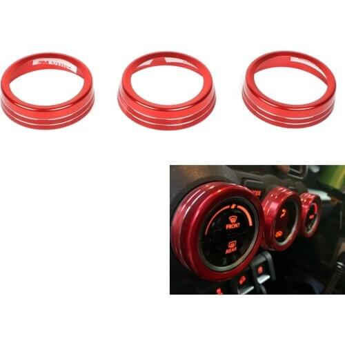 3pcs/set Aluminum Alloy Car Interior Trim For Suzuki JIMNY 2019 2020 Air Conditioning Switch Knob Decoration Ring Cover