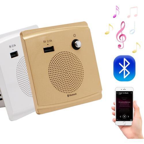 3.2W Bluetooth Speaker Smart Socket Mount Speaker HiFi Music Player 5V 2.1A USB Charging Port