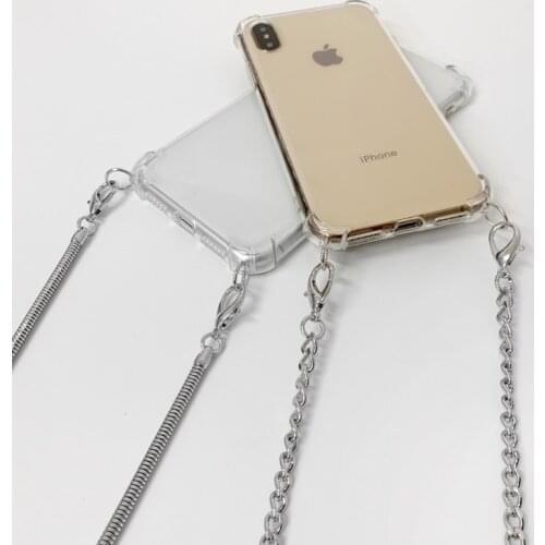 Transparent Strap Cord Metal Chain Tape Necklace Phone Cases For iPhone 12 7 8 6s 6 Plus 11 Pro X XR XS Max SE 2020 Cover funda