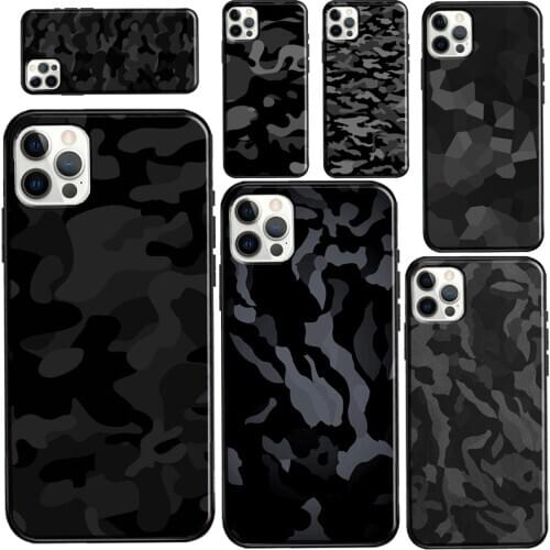 Black Night Camo Camouflage Case For iPhone 12 Pro Max mini 6S 7 8 Plus SE 2020 Case For iPhone 11 Pro Max XS X XR