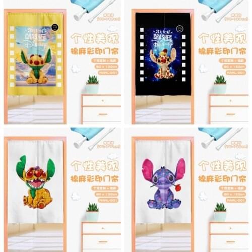 Disney Stitch Style Anime Action Figures Cartoon Products Accessories Customized Door Curtain Decoration Home Unisex Gifts