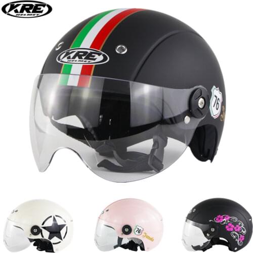 KRE Electric Motorcycle Helmet High Strength ABS Shell Scooter Vespa Casco Moto Summer Half Helmets Men Women Bicycle Capacete