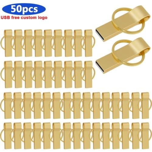 Bulk 50pcs free logo Usb Flash Drive Pen Drive Waterproof 32GB 16GB 8GB 4GB Usb 2.0 Memory Stick Metal For Computer High speed