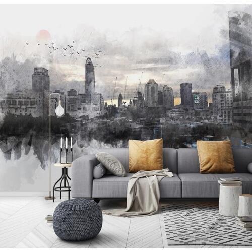 Custom Photo Mural 3D Hand Painted City Building Modern TV Backdrop Wall Painting Wallpapers For Living Room Bedroom Home Decor