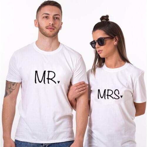 MR & MRS Funny Matching Summer Short Sleeve Tshirt Good Quality Top Tee T-shirts for Couple