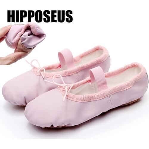 Hipposeus Girls Ballet Shoes Non-Slip Soft Canvas Children Ballet Dancing Shoes Gym Exercise Dancing Shoes Yoga Belly Slippers