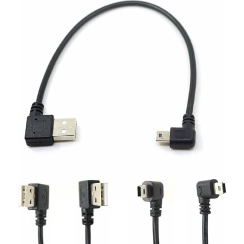 USB 2.0 to Mini USB Data Sync Cable 90 Degree Angled Elbow 5 Pin B Male to Male Charge Charging Cord for Camera MP3 MP4