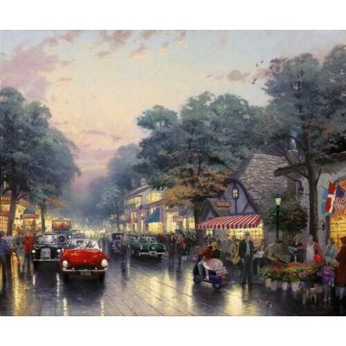 Carmel Dolores Street and the Tuck Box Tea Room Thomas Kinkade Canvas Print Living Room Bedroom Wall Art Painting Home Decor