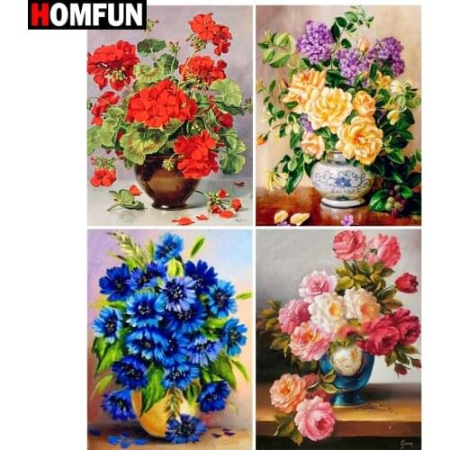 HOMFUN Rhinestone Painting Crystal Decor Diy Diamond Painting "Flower Floral scenery" 3D Cross Stitch Pattern Diamond Embroidery