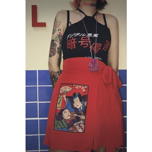 Chinese Wind Retro Vintage Japanese Tuku Girl Red Half-length Skirt Short Skirts