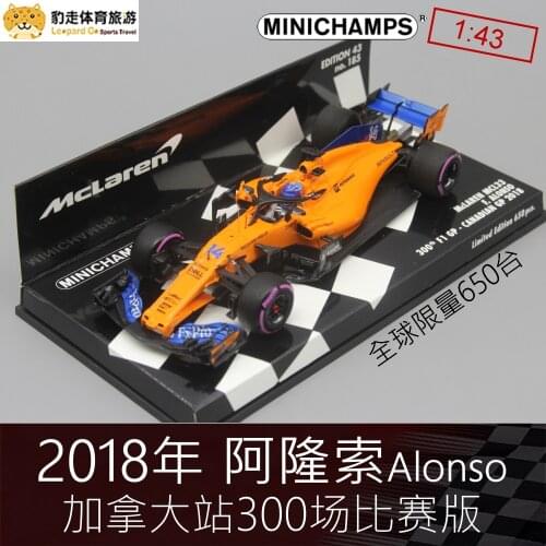 MINICHAMPS 1:43 Mclaren MCL33 300TH F1 Canada GP 2018 Alonso #14 Limited 650pcs collection die-casting alloy car model