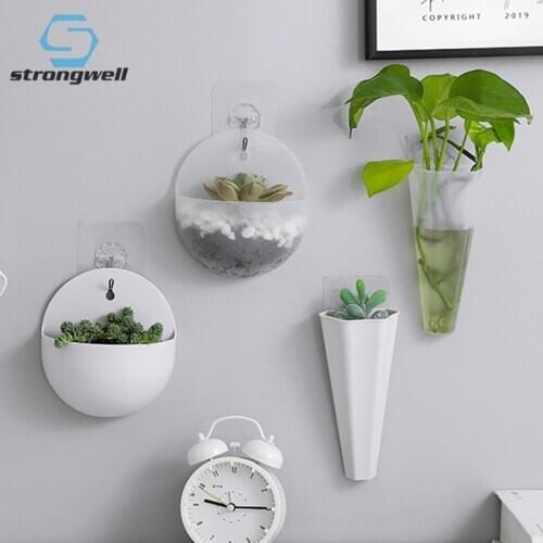 Strongwell Creative Wall Hanging Decoration Flower Pots Flower Vase Green Plants Container Hydroponics Office Decoration Crafts