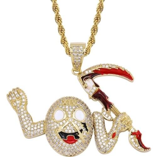 Cubic Zircon Iced Clocks Gold Fashion Little devil Pendant Necklace Hip Hop Jewelry Statement Necklaces For Man Women Gift