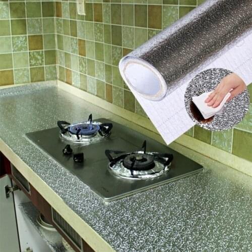 Kitchen Aluminum Foil Sticker Dust-proof, Moisture-proof and Oil-proof Office Desk Floor DIY Home Film Style Wallpaper 40X100CM
