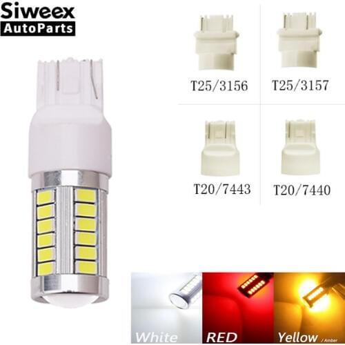 1Pcs T20 T25 7440 7443 3156 3157 33 SMD 5730 5630 LED Auto Car Turn Signal Bulb Brake Lights Reverse Lamps White Yellow Red 12V