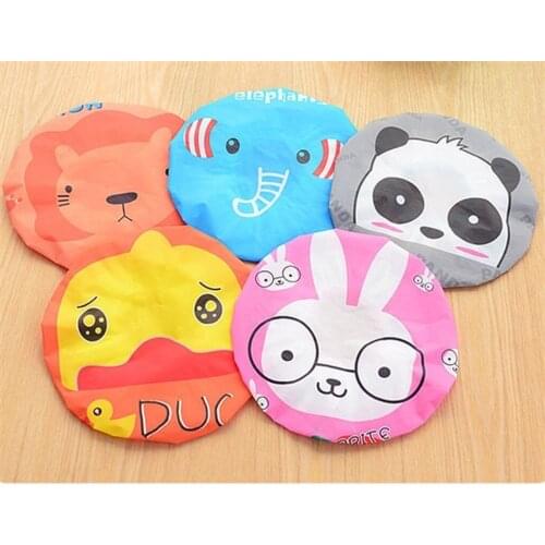 Sale Hot 1PCS Portable Reusable Cute Cartoon Elastic Shower Caps Waterproof Bath Hat Hat Girls Shower Caps Bathroom Products