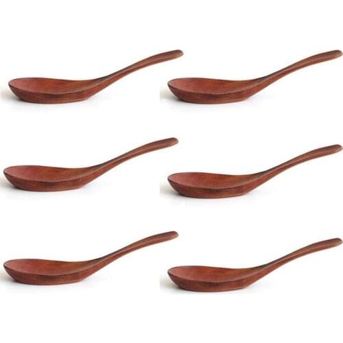 Soup Spoons, Wooden Spoons,Environmental Protection Tableware,6 Pieces